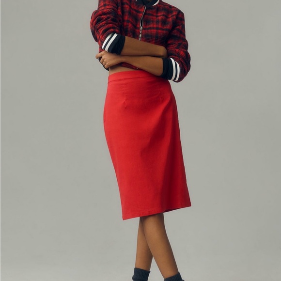 Anthropologie Red Pencil Skirt